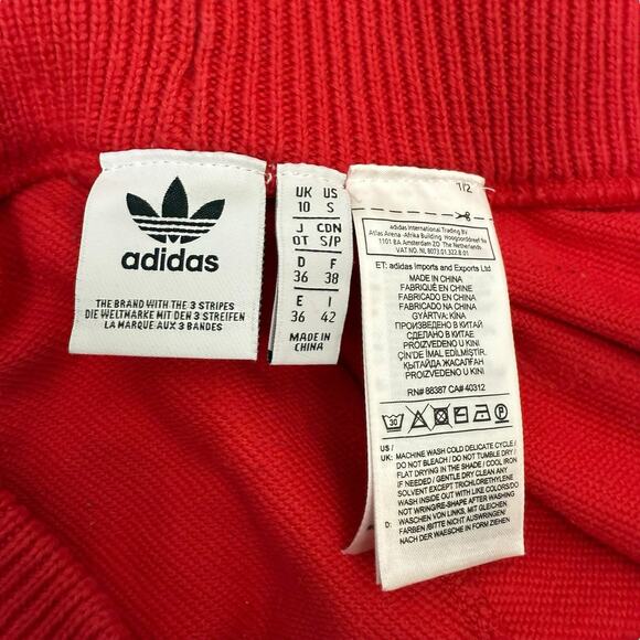 Adidas Pants Mens Small Red Joggers Athletic Three Stripes Trefoil Pockets - Picture 8 of 10